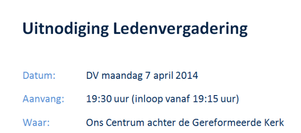uitnodiging ledenvergadering